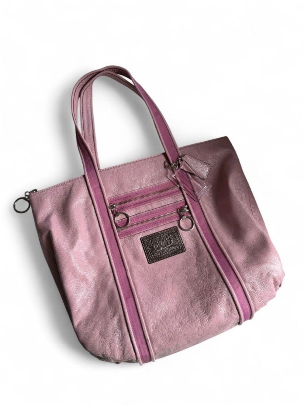 VINTAGE COACH POPPY ROSE PATENT GLAM TOTE  🌸